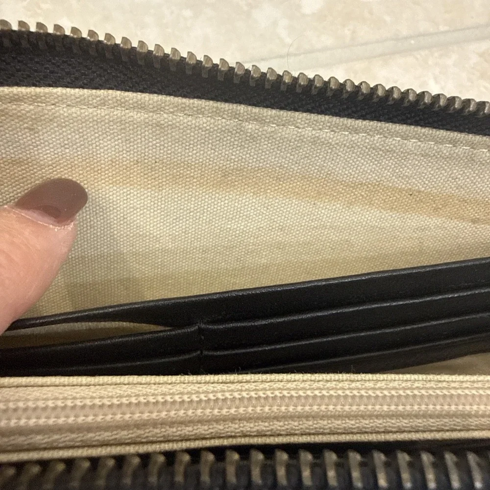 Fossil Black Zip-Around Leather Wallet
